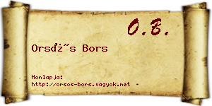 Orsós Bors névjegykártya